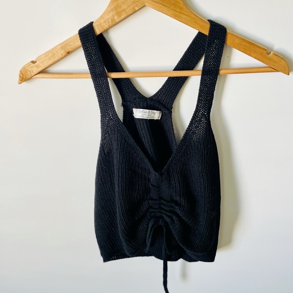 Black Two Piece Draw String Knit Shorts Set Medium - Picture 2 of 7